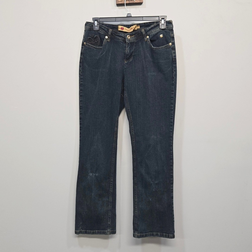 Vintage Y2K Apple Bottoms Jeans Juniors 13/14 Dark Wash Embroidered Bootcut Logo